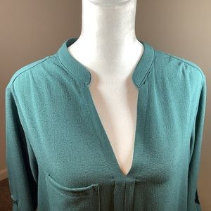 Lush teal shirt dress with pockets, small